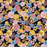 Looney Tunes Floral Collection-Tweety Bouquet-Quilting Cotton-Black -23600240-02