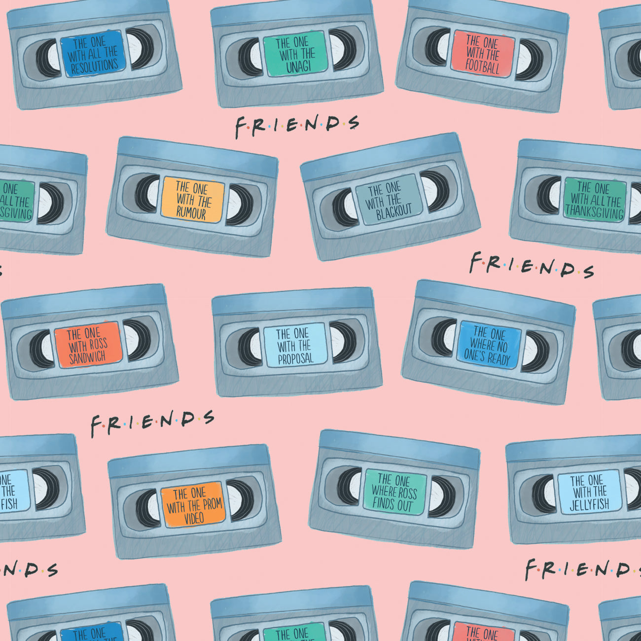 Friends Collection II-The One With Video Tapes-Pink-100% Cotton-23720351-04