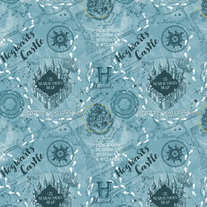 Collection de timbres Harry Potter-Mode de la carte du maraudeur-Bleu-100% coton-23800921-02