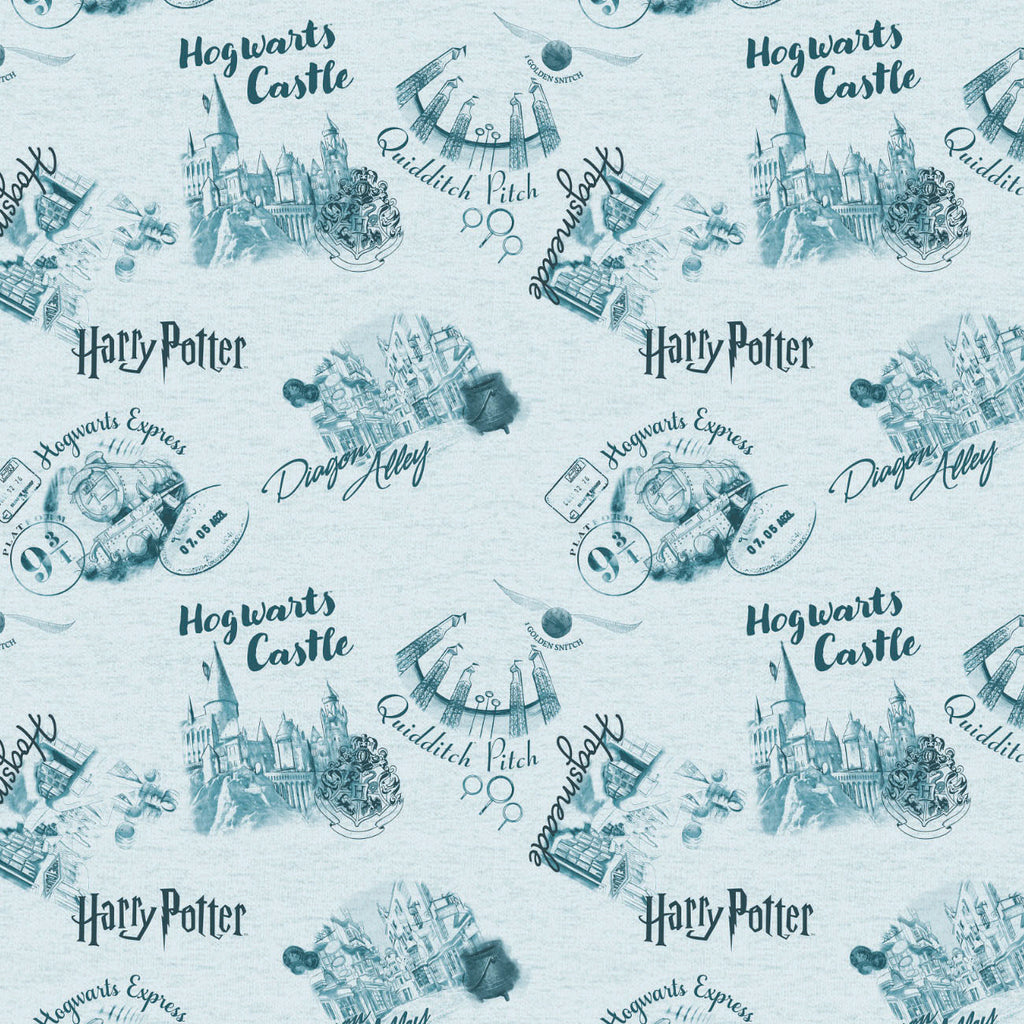 Collection de timbres Harry Potter - Croquis du sorcier - Bleu - 100 % coton - 23800922-02