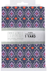 EMMA & MILA - Amira Collection- Lozenge- 1yc Precut -Dark Blue 100% Cotton 36/44 1 yard precut  27170103YC1WM-01 Dark Blue