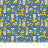 Sunny Days Ahead Collection-Bouquets of Sunshine-100% Cotton-Blue