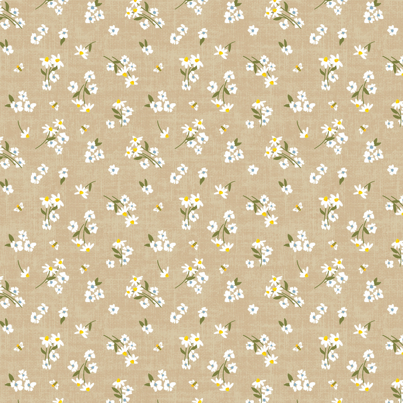 Sunny Days Ahead Collection-Wildflowers-100% Cotton-Tan
