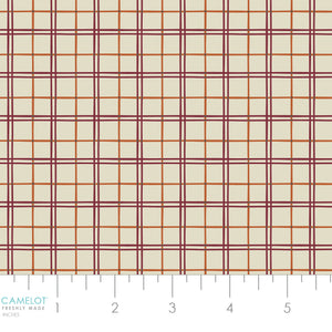 Collection de saison des épices à la citrouille-Carreaux- Crème-100% Coton-27240105-01