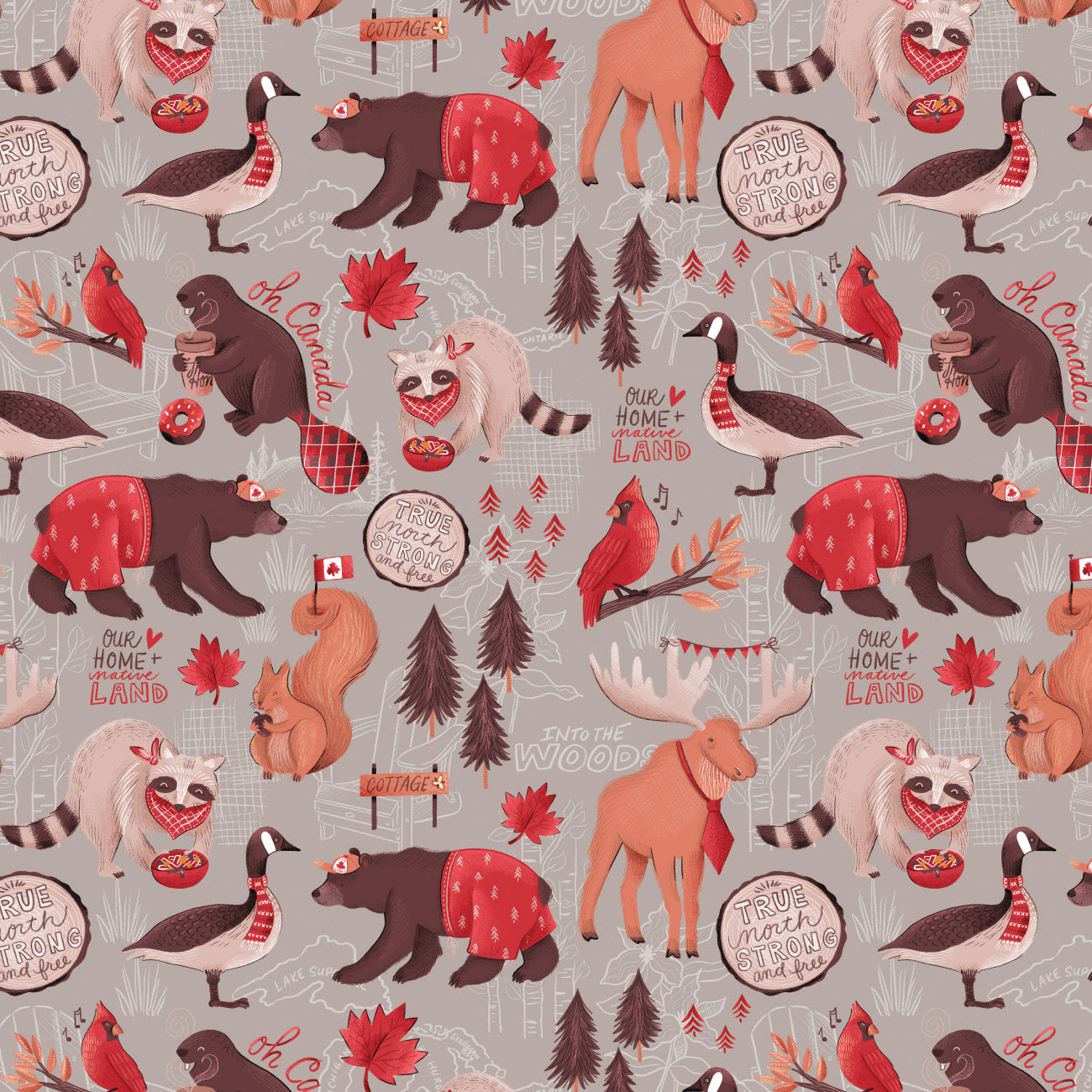 Oh Canada Collection-The True North-Grey-100% Cotton-36250101-02
