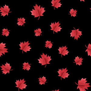 Oh Canada Collection-Maple Leaves-Black-100% Cotton-36250103-02
