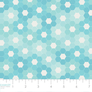 Hexie Flowers Collection-Medium Stitched Hexies-100% Cotton-Blue