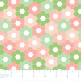 Hexie Flowers Collection-Medium Stitched Hexies-100% Cotton-Pink-Green