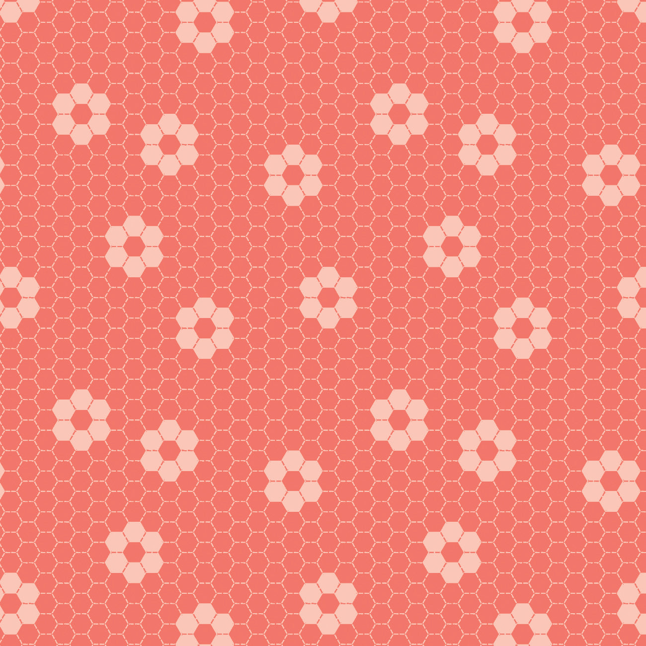 Hexie Flowers Collection-Small Stitched Hexies-100% Cotton-Coral