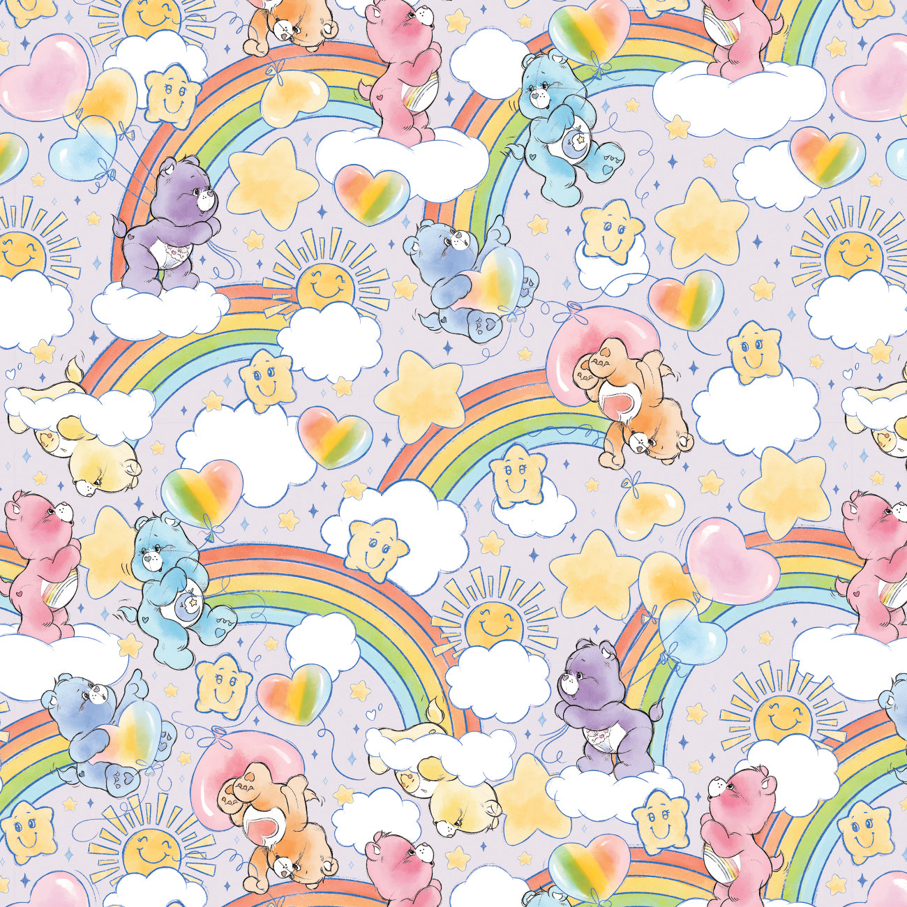 Care Bears Sketch Art Collection-Sketched Care Bears Rainbows-Pink-100% Cotton-44011003-04
