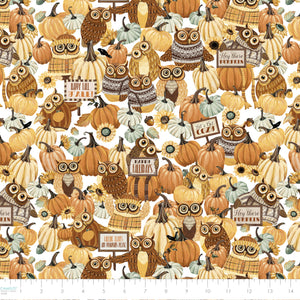 Collection Happy Fallidays-Patch hibou-100% coton-blanc-49230204-01