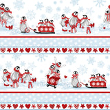 Penguin Party Collection-Sled Ride Stripe-White-100% Cotton-49240401-01