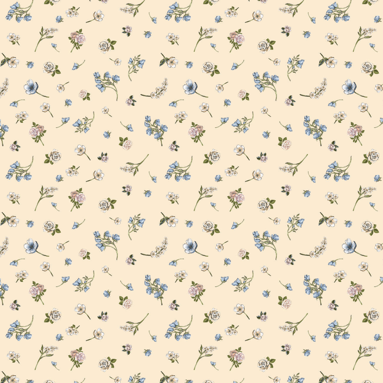Collection Thé et Poésie-Fleurs Dispersées- Creme