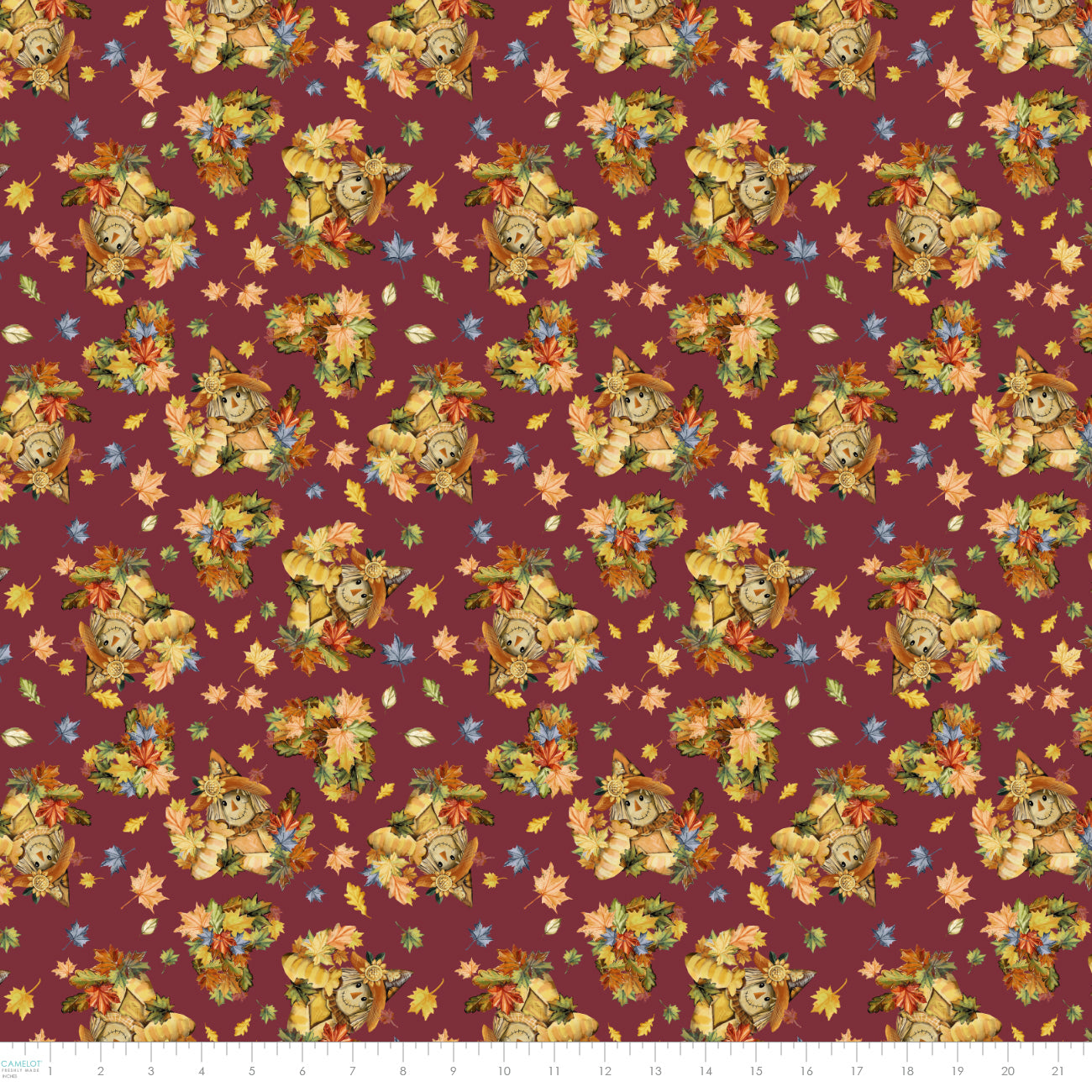 Pumpkin Patch Keeper Collection-Friendly Scarecrows-Burgundy-100% Cotton-49250103-01