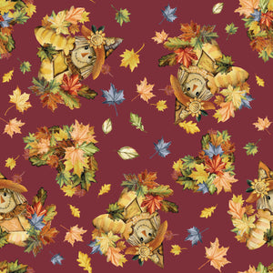 Pumpkin Patch Keeper Collection-Friendly Scarecrows-Burgundy-100% Cotton-49250103-01