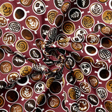 The Golden Roast Collection-Coffee Art-Quilting Cotton- Burgundy-49250402-02