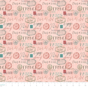 Fleurs & Flutter Collection-Passport Stamps-Pink-100% Cotton-50250103-01