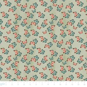 Fleurs & Flutter Collection-Butterflies-Light Green-100% Cotton-50250104-01