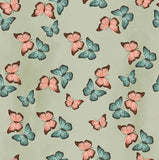 Fleurs & Flutter Collection-Butterflies-Light Green-100% Cotton-50250104-01