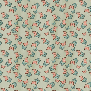 Fleurs & Flutter Collection-Butterflies-Light Green-100% Cotton-50250104-01