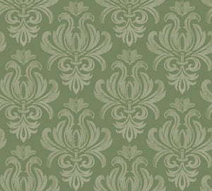 Fleurs & Flutter Collection-Damask-Green-100% Cotton-50250106-03