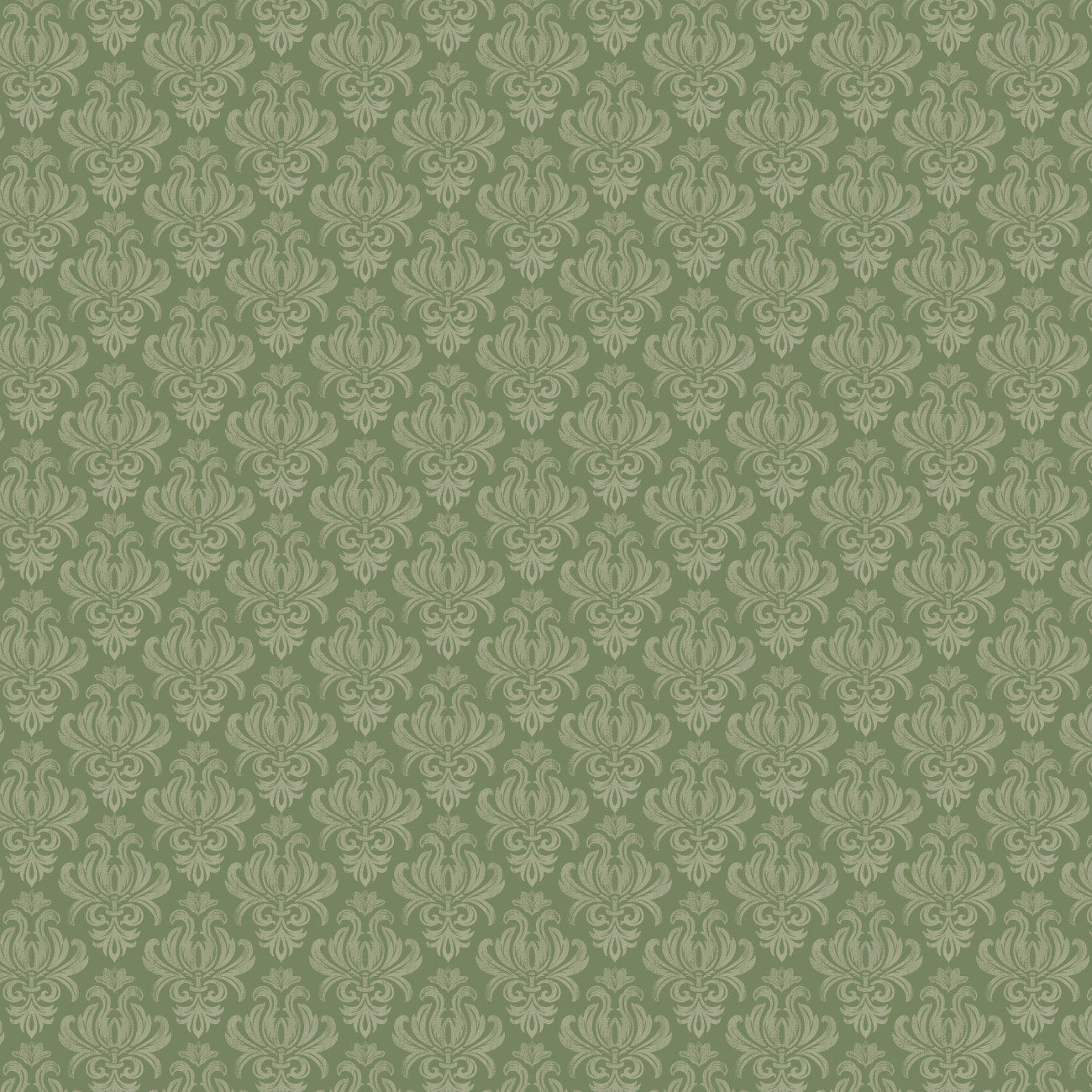 Fleurs & Flutter Collection-Damask-Green-100% Cotton-50250106-03