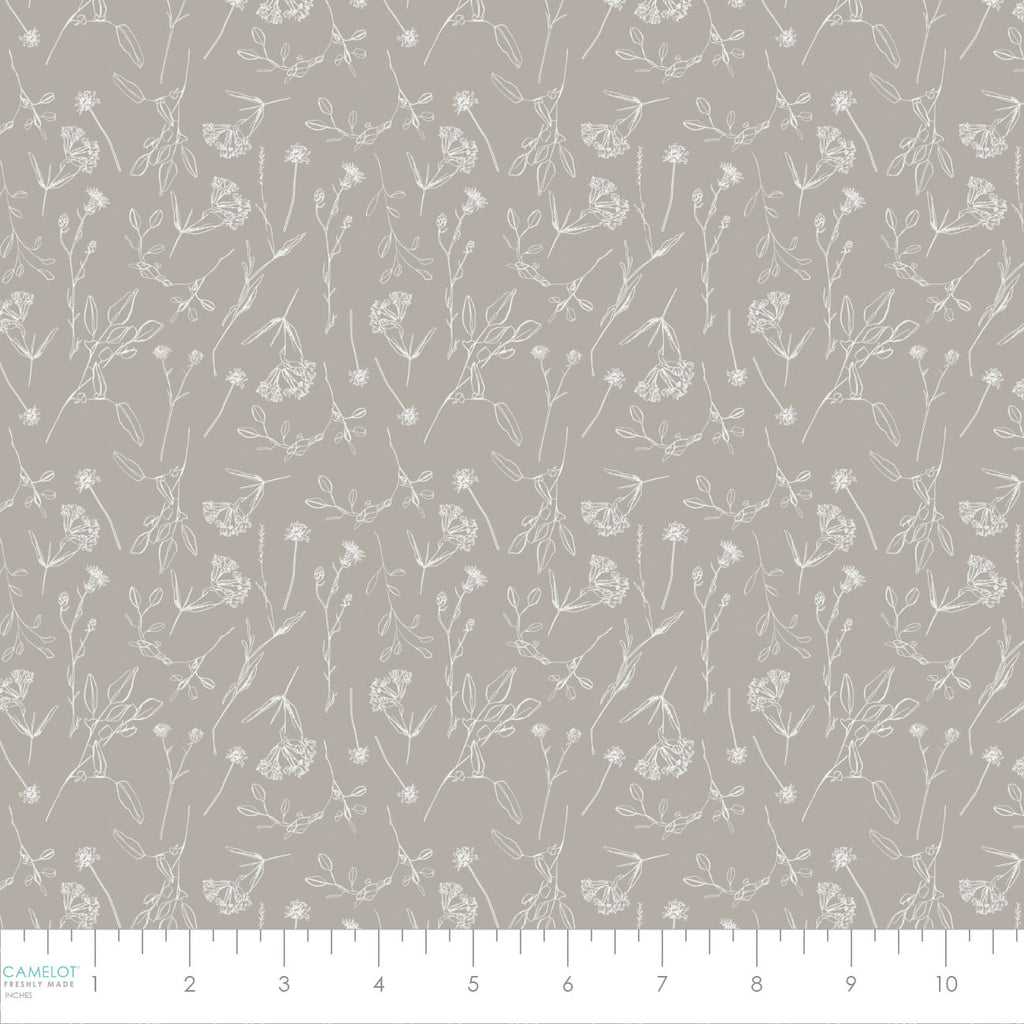Collection Lilas du Matin -  Floral pressé-100% coton-Gris-52230105-01