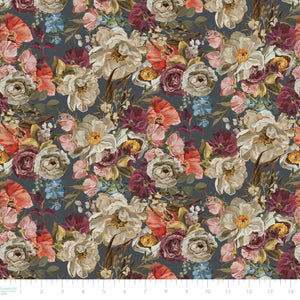 Dark Romance Collection-Decadent Florals-Slate-100% Cotton-52240101-03