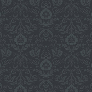 Dark Romance Collection-Opulent Damask-Charcoal-100% Cotton-52240103-02