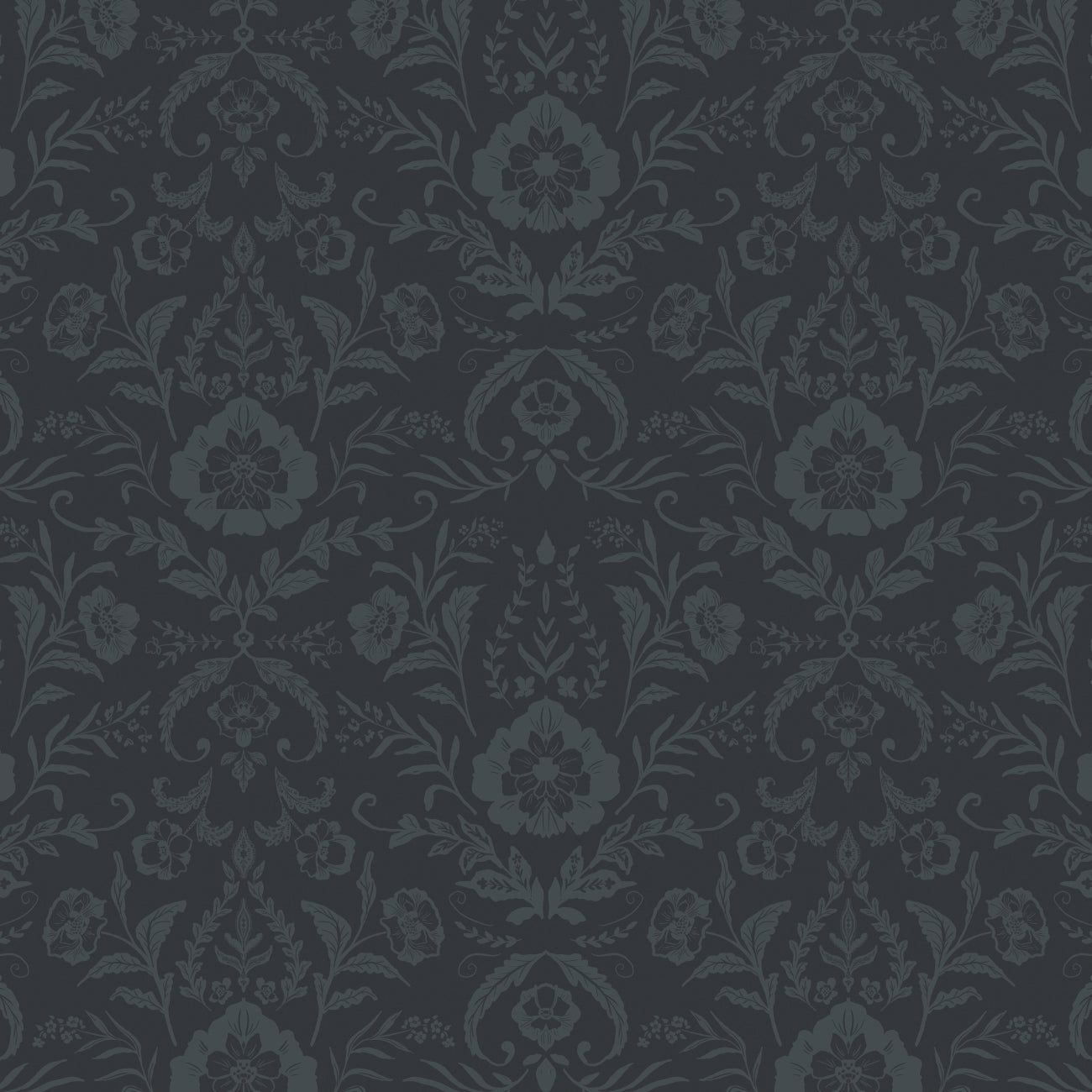 Dark Romance Collection-Opulent Damask-Charcoal-100% Cotton-52240103-02