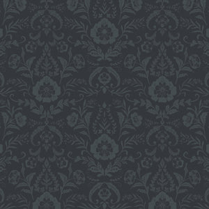 Dark Romance Collection-Opulent Damask-Charcoal-100% Cotton-52240103-02