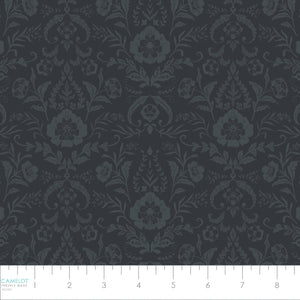 Dark Romance Collection-Opulent Damask-Charcoal-100% Cotton-52240103-02