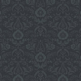 Dark Romance Collection-Opulent Damask-Charcoal-100% Cotton-52240103-02