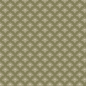 Collection Romance Sombre -Dainty Damas-Olive -100% Coton-52240105-01