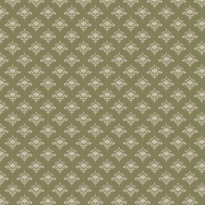 Dark Romance Collection-Dainty Damask-Olive-100% Cotton-52240105-01