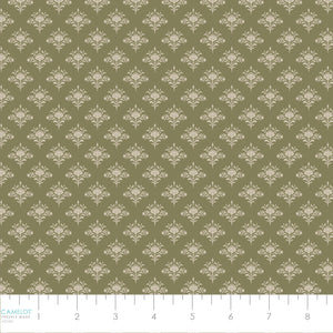 Dark Romance Collection-Dainty Damask-Olive-100% Cotton-52240105-01