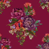 Grand Bloom Collection-Lovely Bouquet-Burgundy-100% Cotton-52260102-03