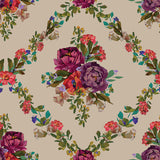 Grand Bloom Collection-Floral Trellis-Cream-100% Cotton-52260104-01