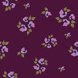 Grand Bloom Collection-Dainty Flowers-Aubergine-100% Cotton-52260106-03