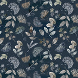 Mood Garden Collection-Pressed Leaves-100% Cotton-Slate