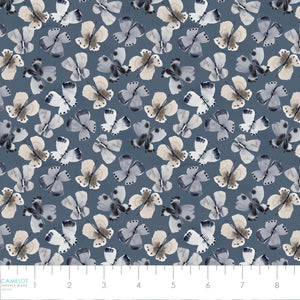 Mood Garden Collection-Butterfly Flutters-100% Cotton-Slate Blue