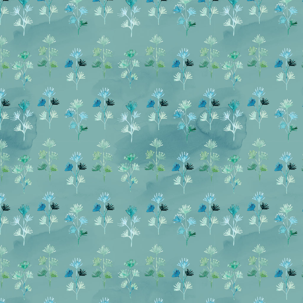 Mood Garden Collection-Serene Stems-100% Cotton-Turquoise