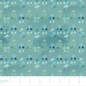 Mood Garden Collection-Serene Stems-100% Cotton-Turquoise