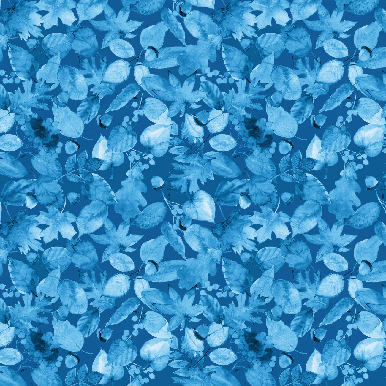 Wanderer of the Woods Collection-Lush Undergrowth-Blue-100% Cotton-55230305-04