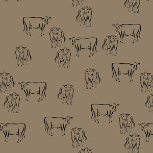 Over the Moor Collection-Cattle Outlines-100% Cotton-Brown