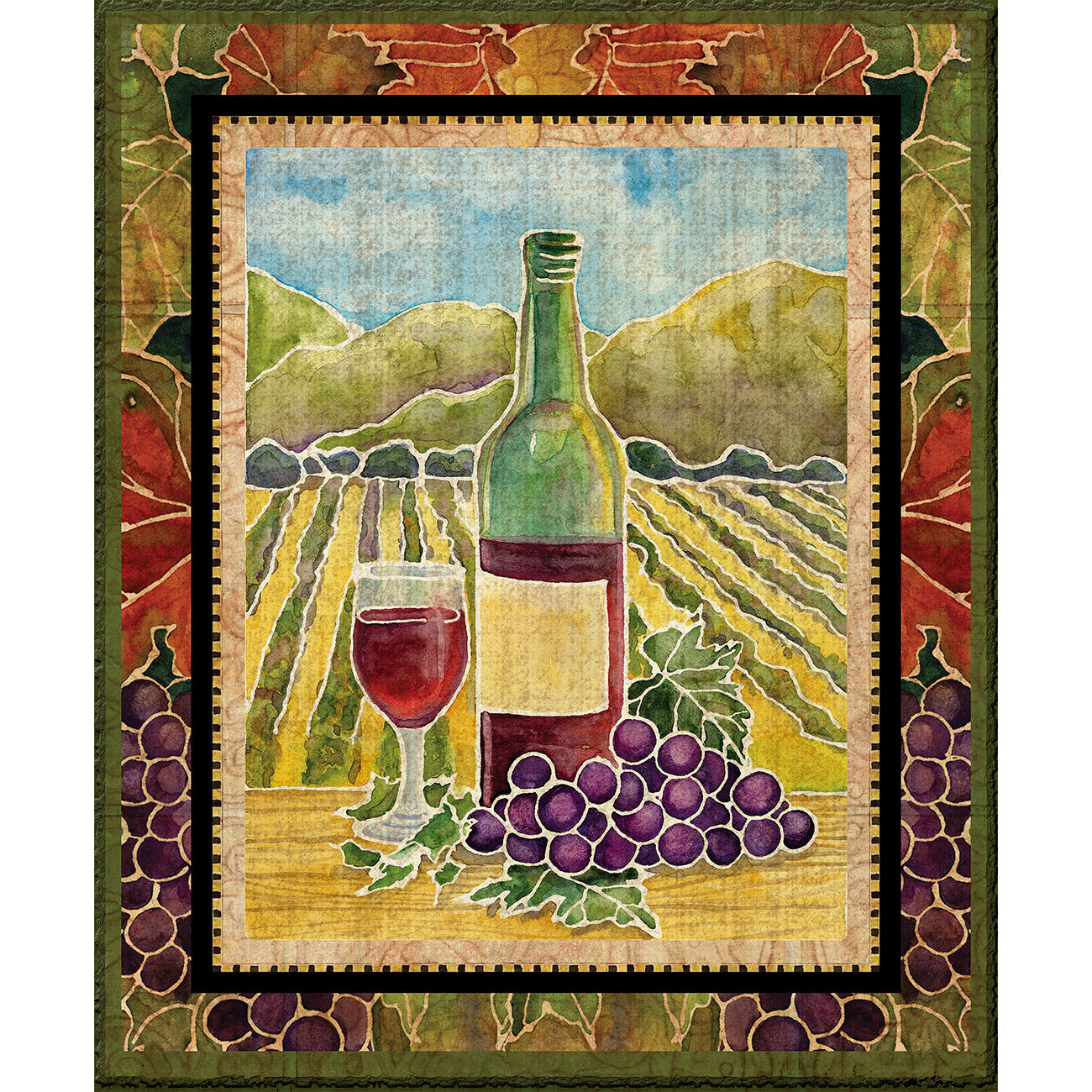 Collection de vignes âgées - Panneau Vineyard - 100% coton - Multi - 5230509P-01