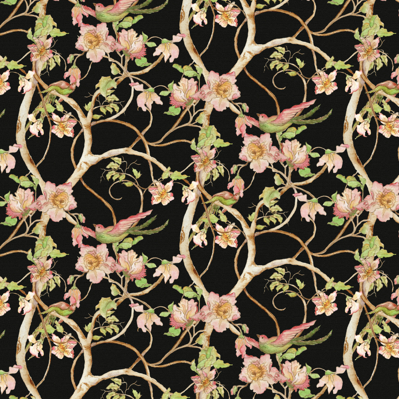 Bloom Tapestry Collection-Enchanting Ivy-Black-100% Cotton 55230801-01
