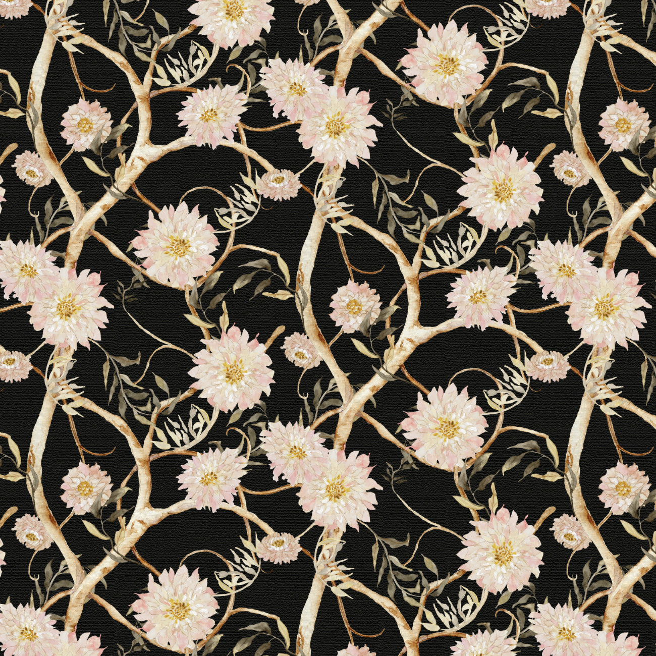Bloom Tapestry Collection-Tangled Blooms-Black-100% Cotton 55230802-01