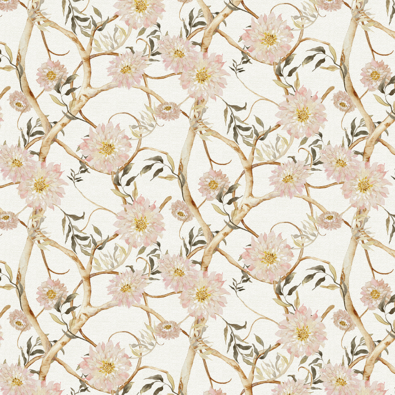 Bloom Tapestry Collection-Tangled Blooms-Cream-100% Cotton 55230802-02