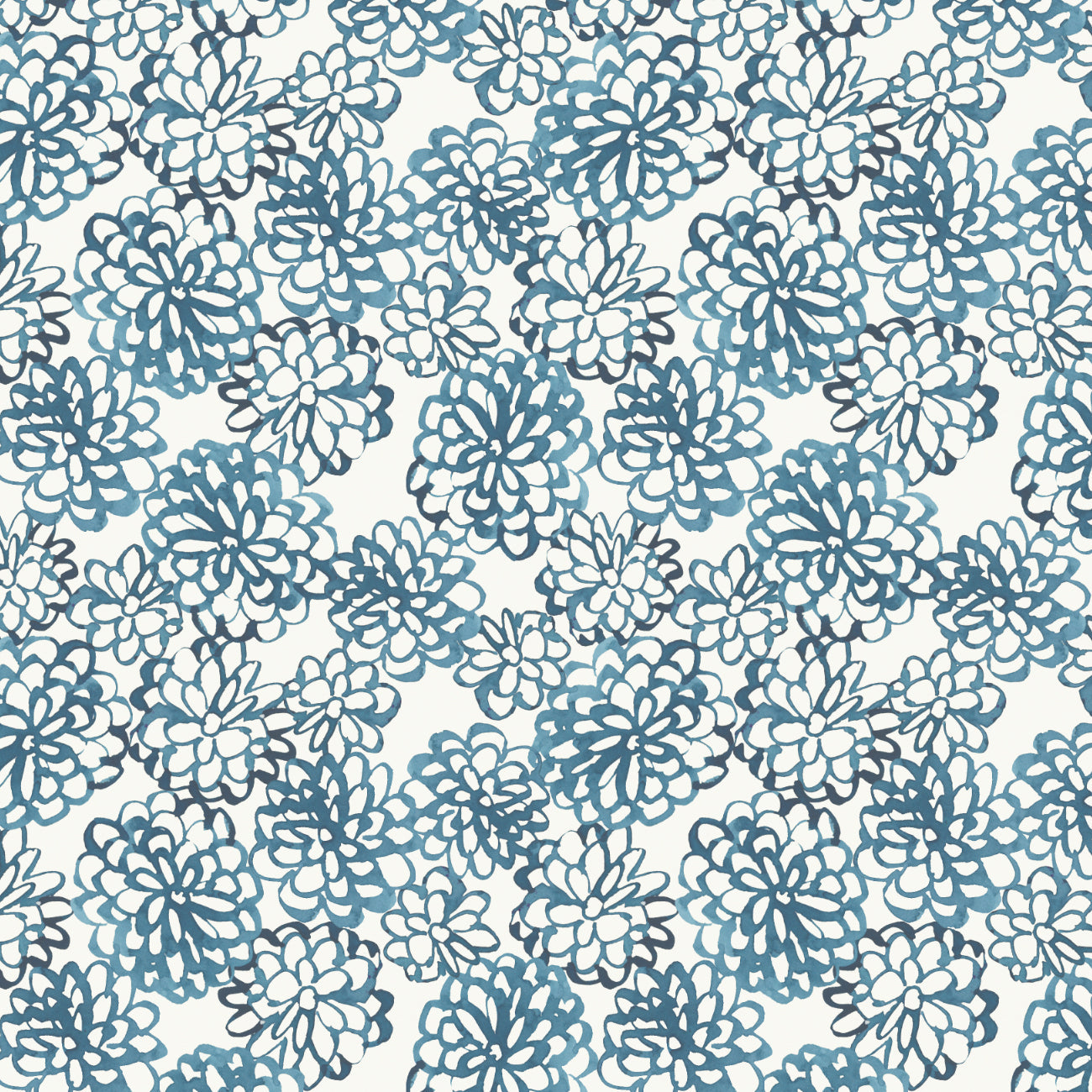 Peace and Wildflowers Collection-Floral Ripples-Blue-Quilting Fabrics-55240107-02